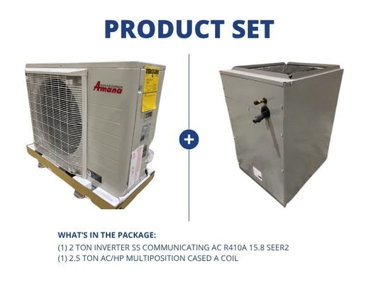 2 Ton Inverter SS Communicating AC R410A 15.8 SEER2 with 2.5 Ton AC/HP Multiposition Cased A Coil