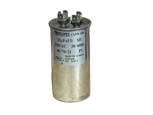370 Vac, 55MFD 50/60 Hz, Round Capacitor