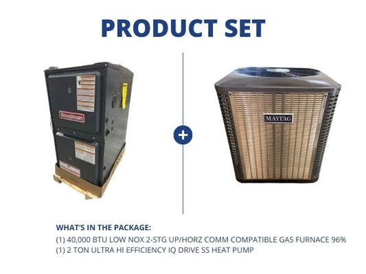 40,000 BTU Low NOx Up/Horz Comm Comp Gas Furnace 96% with 2 Ton Ultra Hi Eff IQ Drive SS Heat Pump