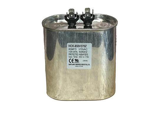 370 Vac, 85MFD 50/60 Hz, Oval Capacitor