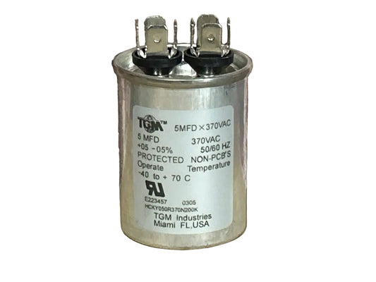 370 Vac, 5MFD 50/60 Hz, Round Capacitor