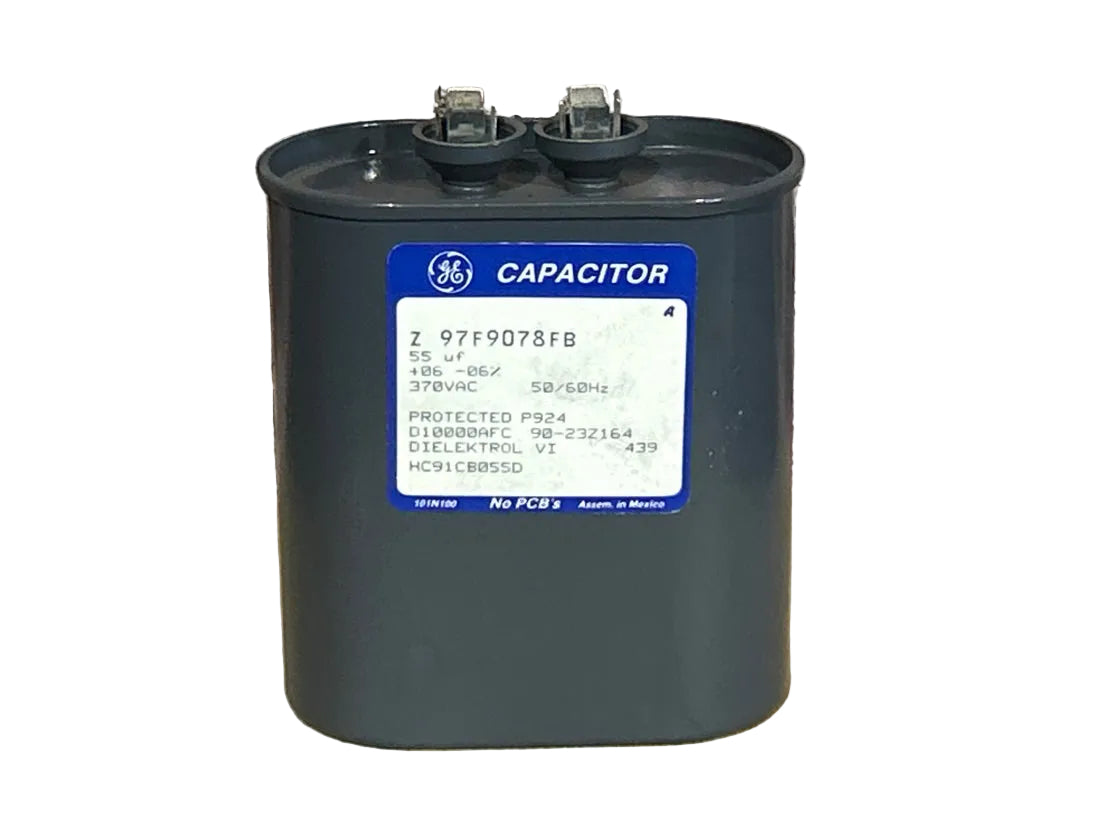 370 Vac, 55MFD 50/60 Hz, Oval Capacitor