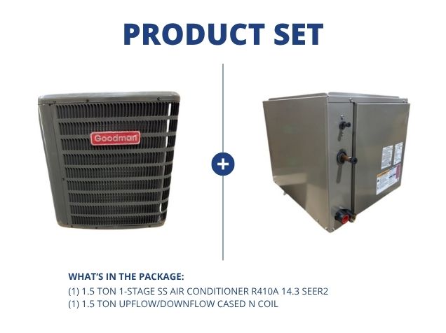 1.5 Ton 1-Stg SS Air Conditioner 208-230/60/1, 14.3 SEER2 and 1.5 Ton Upflow/Downflow Cased N Coil