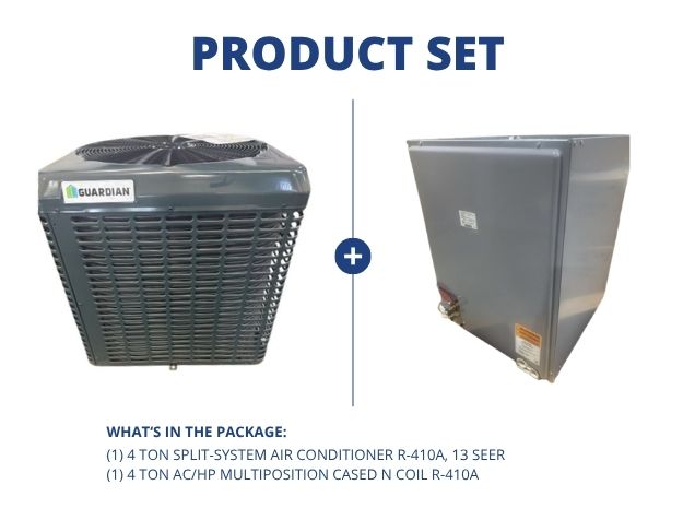 4 Ton Split-System Air Conditioner R-410A, 13 SEER and 4 Ton AC/HP Multiposition Cased N Coil R-410A
