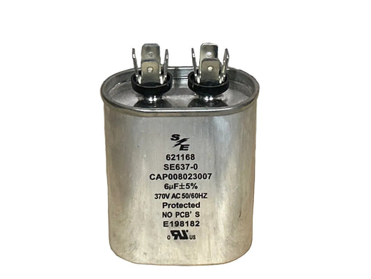 370 Vac, 6MFD 50/60 Hz, Oval Capacitor