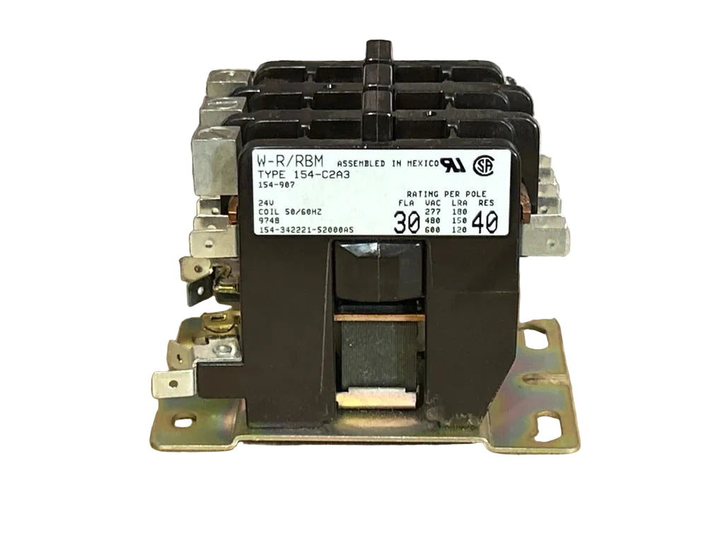 24 V, 50/60 Hz, 30 Amps 3 Pole Contactor