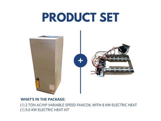 2 Ton AC/HP ECM Var Spd Up/Horz Fancoil W/ 8 KW Electric Heat, 16 SEER 208-230/60/1 CFM 1600