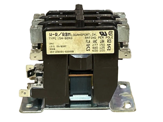 24 V, 50/60 Hz, 25 Amps 3 Pole Contactor