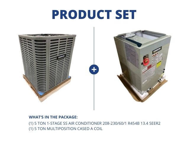 5 Ton 1-Stage SS Air Conditioner 208-230/60/1 R454B 13.4 SEER2 with 5 Ton Multi Cased A Coil W/TXV