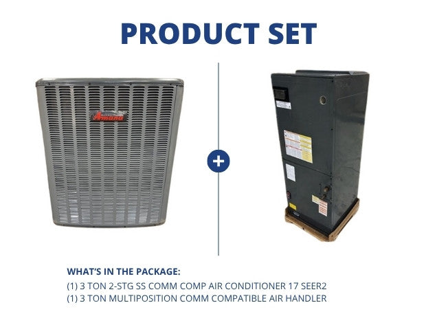 3 Ton 2-Stg SS Comm Comp Air Conditioner 17 SEER2 and 3 Ton Multiposition Comm Comp Air Handler