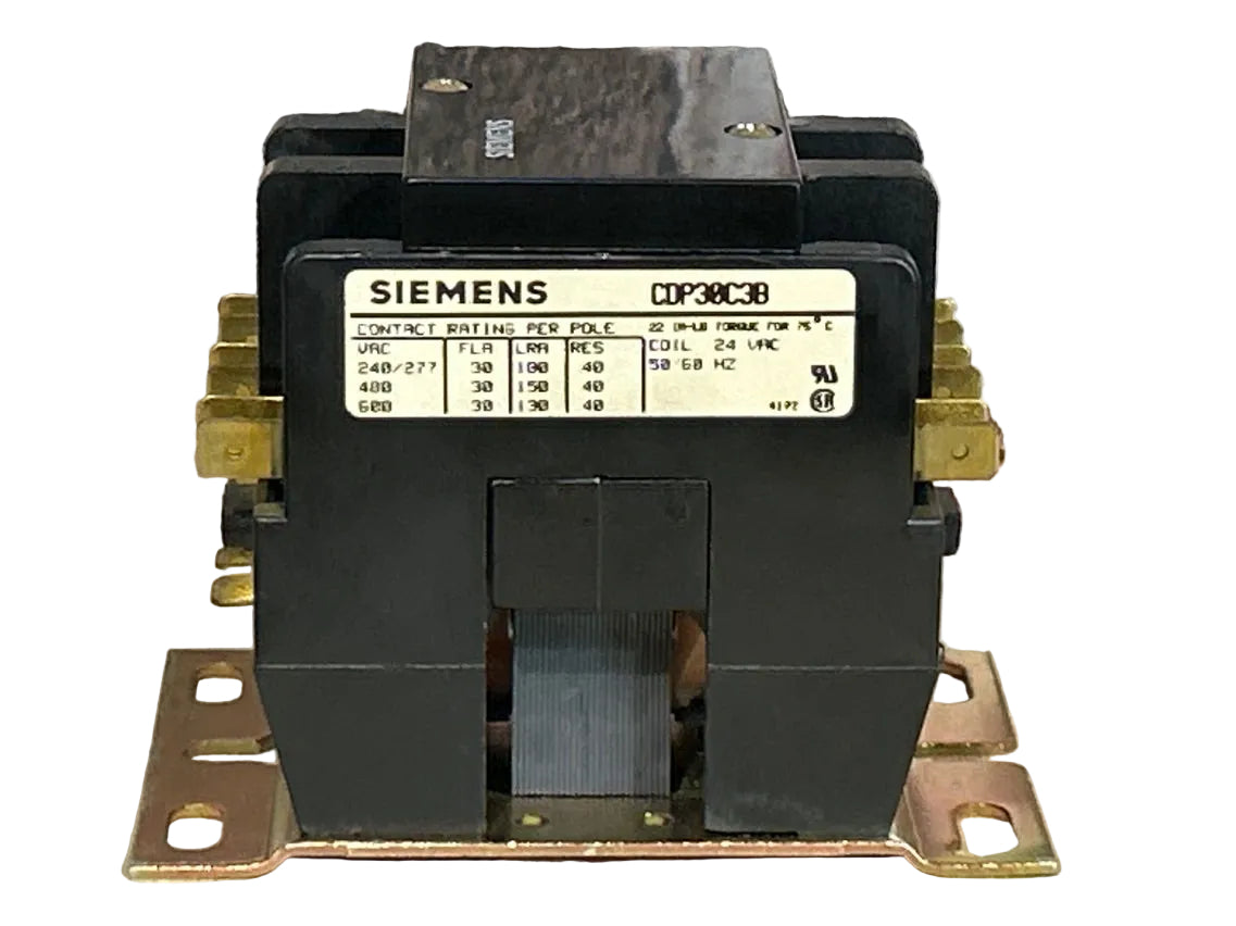 24 V, 50/60 Hz, 30 Amps 3 Pole Contactor