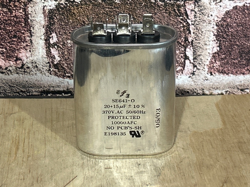 370 Vac, 20+15MFD 50/60 Hz, Oval Capacitor