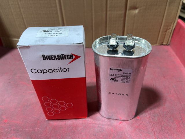 440 Vac, 60MFD 50/60 Hz, Oval Capacitor