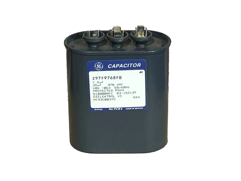 370 Vac, 35+7.5MFD 50/60 Hz, Oval Capacitor