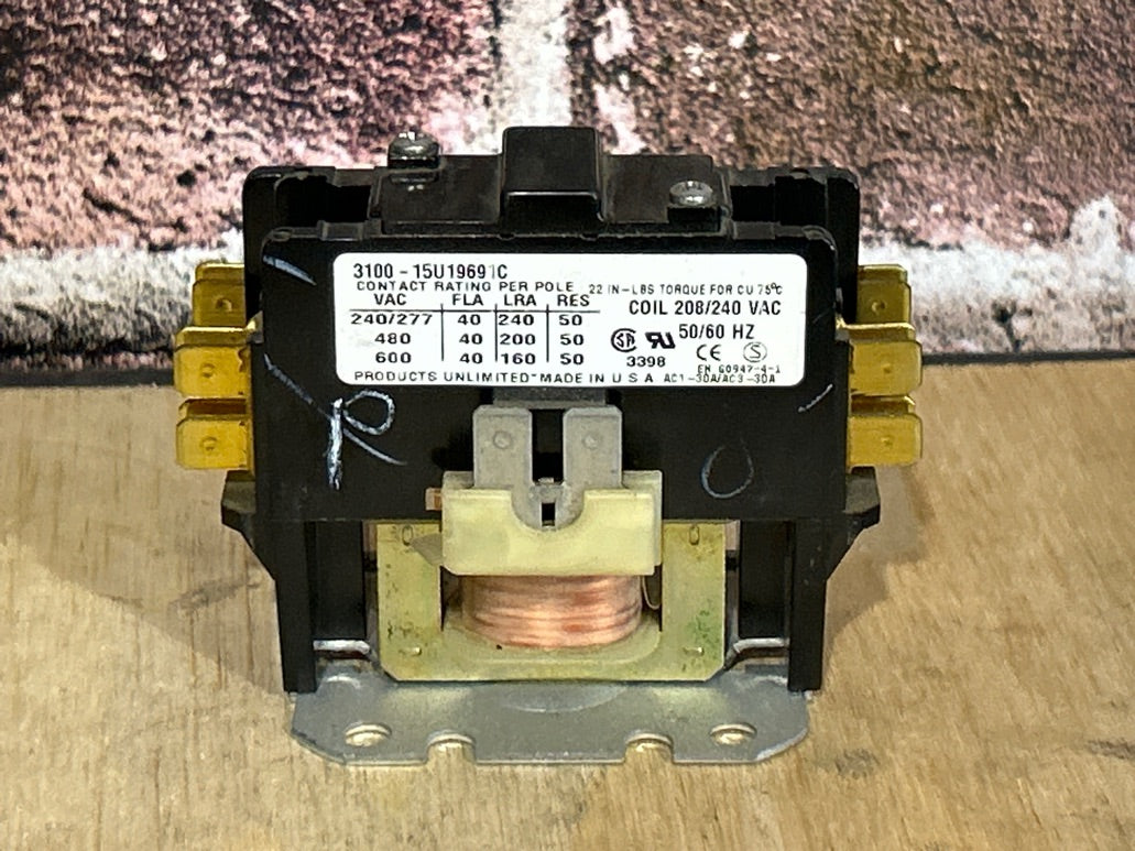208/240 V, 50/60 Hz, 25 Amps 1 Pole Contactor