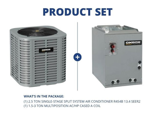 2.5 Ton 1-Stg SS Air Conditioner 208-230/60/1 R454B 13.4 SEER2 with 1.5-3 Ton AC/HP Multi Cased Coil
