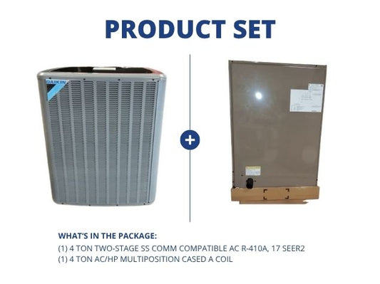 4 Ton Two-Stage SS Comm Compatible AC R-410A, 17 SEER2 with 4 Ton AC/HP Multiposition Cased A Coil