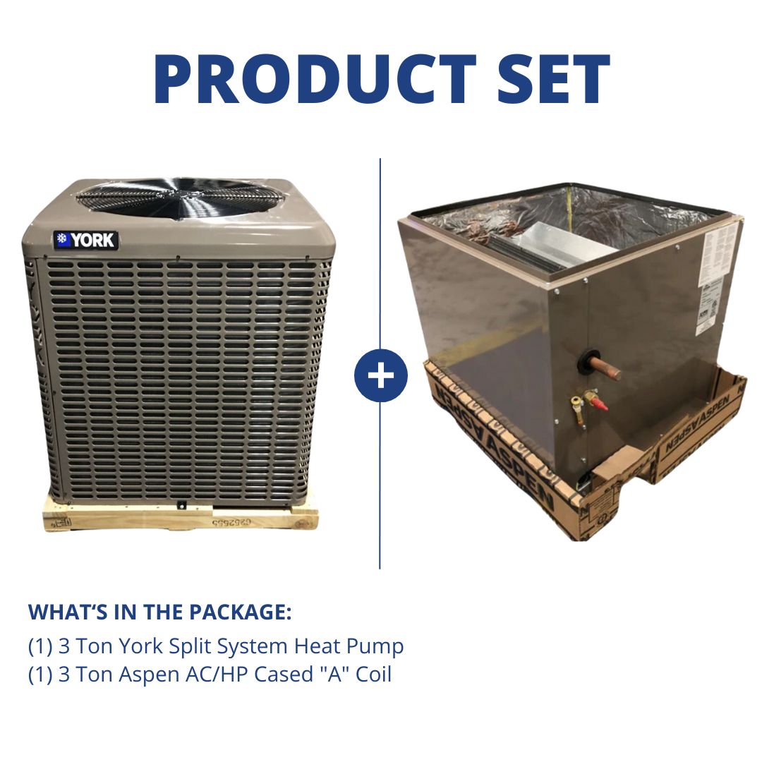 3 Ton SS Heat Pump R-410A 16 Seer and 3 Ton Upflow/Downflow Cased Evap Coil 21w