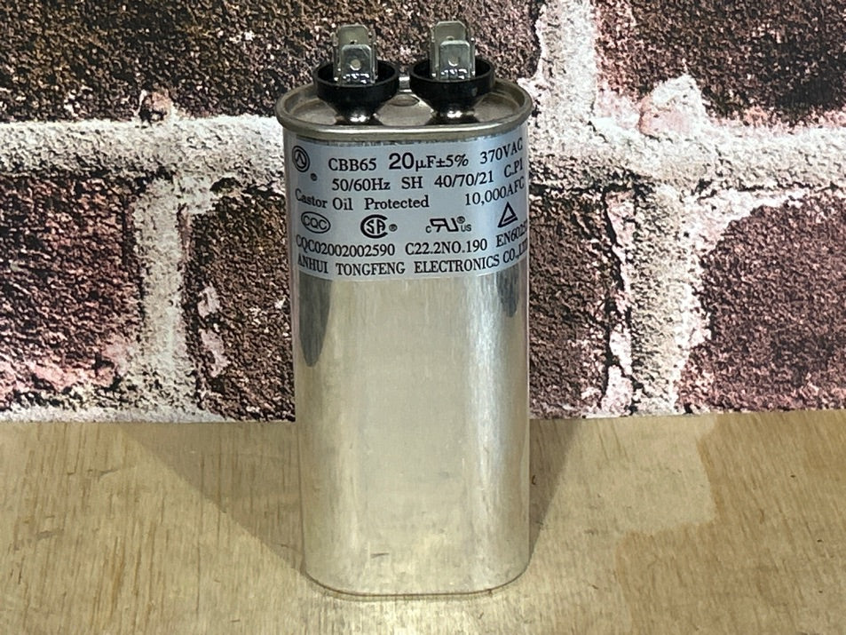 370 Vac, 20MFD 50/60 Hz, Oval Capacitor