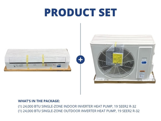 24,000 BTU Single-Zone Indoor/Outdoor Inverter Heat Pump Mini Split Set, 19 SEER2 208-230/60/1 R-32