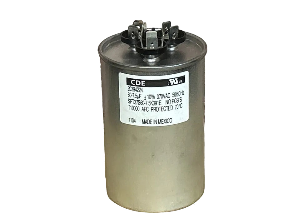 370 Vac, 60+7.5MFD 50/60 Hz, Round Capacitor