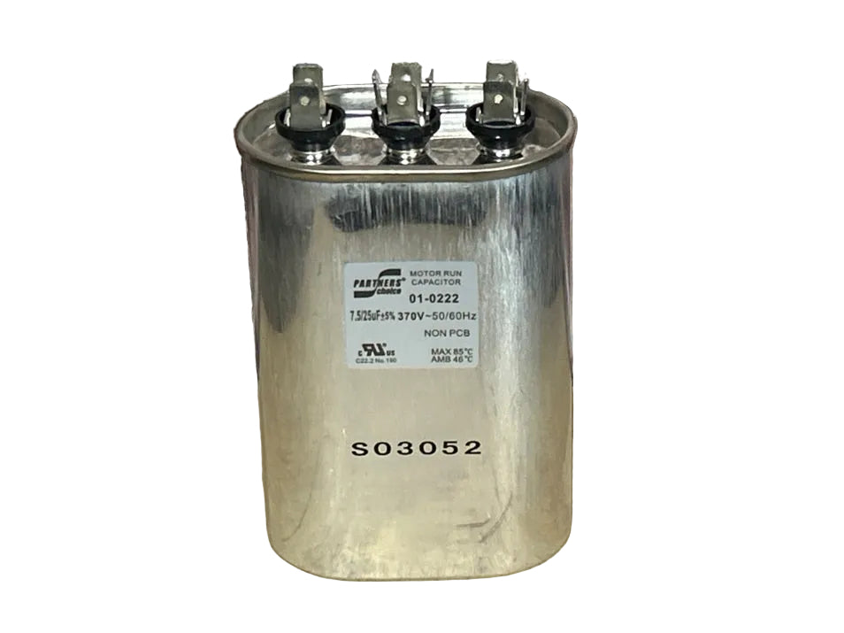 370 Vac, 25+7.5MFD 50/60 Hz, Oval Capacitor