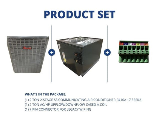2 Ton 2-Stage SS Communicating AC R410A 17 SEER2, 2 Ton AC/HP Up/Down Cased A Coil, 7 Pin Connector