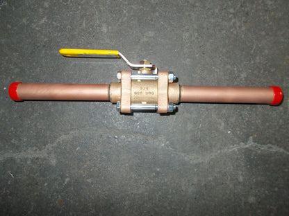 3/4 Sweat Bronze Ball Valve W/Extended Tube Ends Oxygen Cleaned"