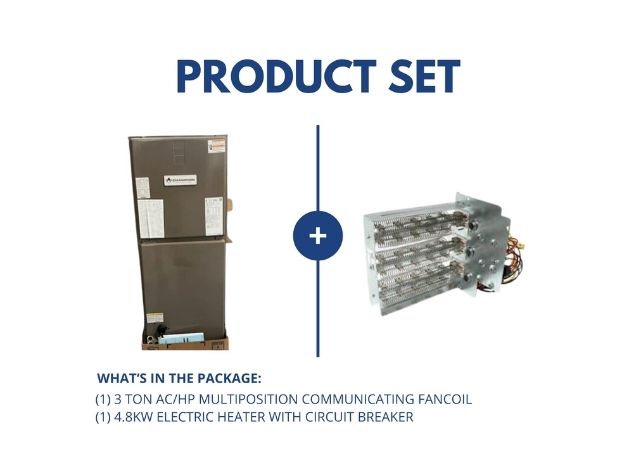 3 Ton AC/HP ECM Multiposition Comm Fan Coil W/ 5 KW Heat Kit, 208-230/60/1 R-22 /R-410A CFM 1825