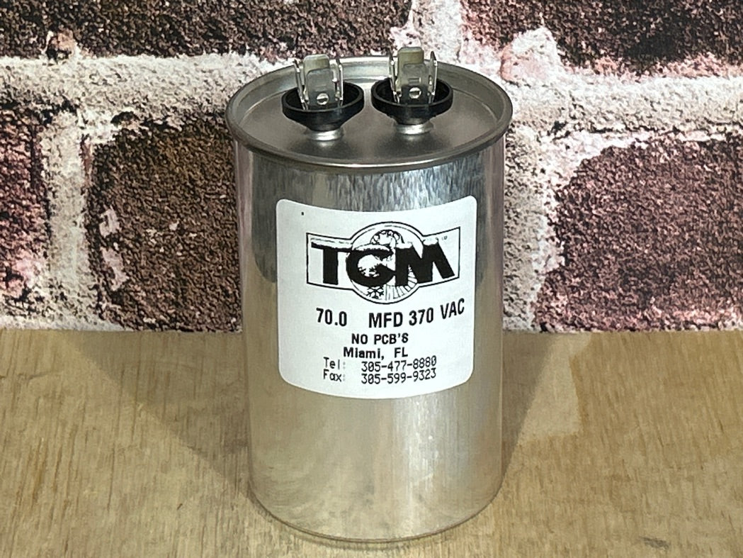 370 Vac, 70MFD 50/60 Hz, Round Capacitor
