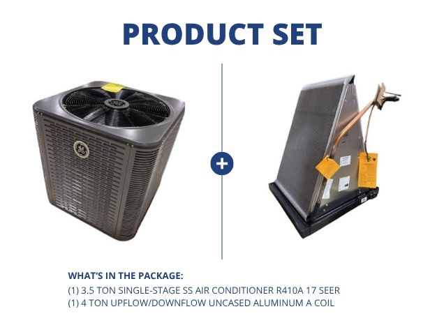 3.5 Ton 1-Stage SS Air Conditioner R410A 17 SEER with 4 Ton Upflow/Downflow Uncased Aluminum A Coil