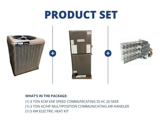 3 Ton 20 SEER Communicating Air Conditioner And 3 Ton Communicating Air Handler With 5 Kw Heat Kit,