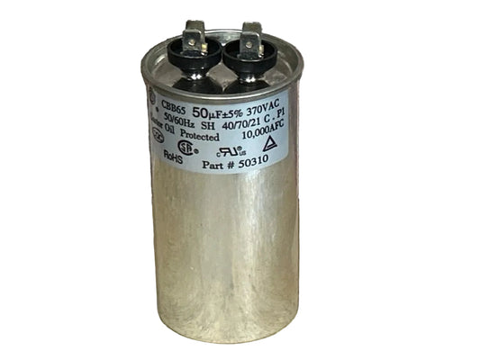 370 Vac, 50MFD 50/60 Hz, Round Capacitor