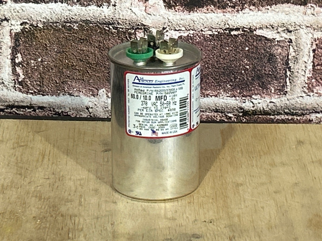 370 Vac, 60+10MFD 50/60 Hz, Round Capacitor
