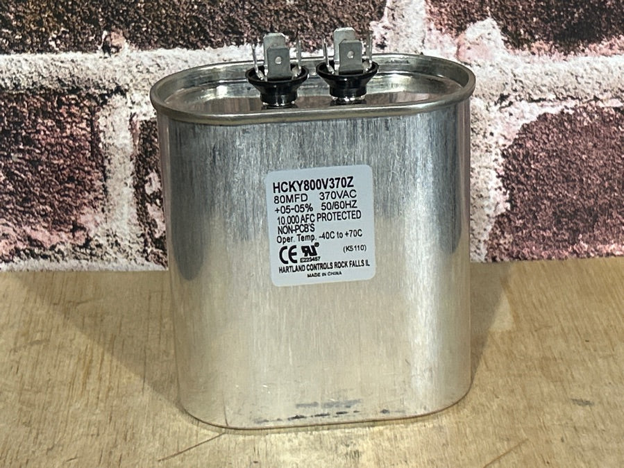 370 Vac, 80MFD 50/60 Hz, Oval Capacitor