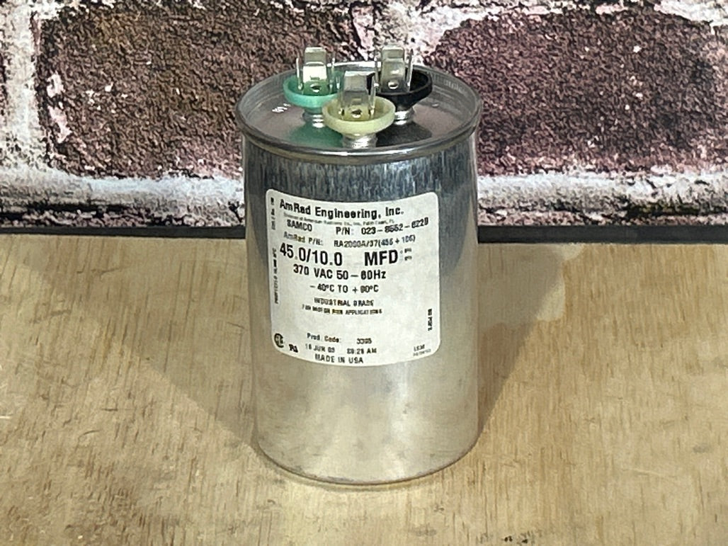 370 Vac, 45+10MFD 50/60 Hz, Round Capacitor