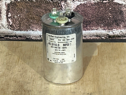 370 Vac, 45+10MFD 50/60 Hz, Round Capacitor