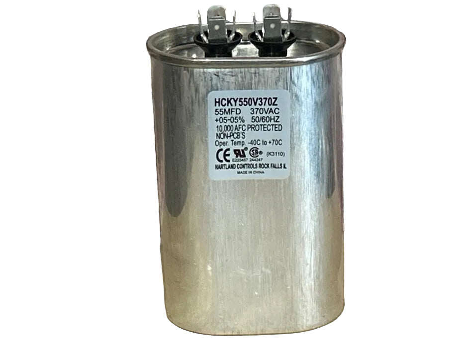 370 Vac, 55MFD 50/60 Hz, Oval Capacitor