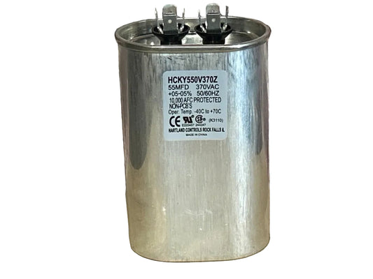 370 Vac, 55MFD 50/60 Hz, Oval Capacitor