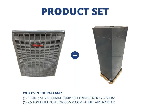 2 Ton 2-Stg SS Comm Comp Air Conditioner 17.5 SEER2 and 2.5 Ton Multiposition Comm Comp Air Handler