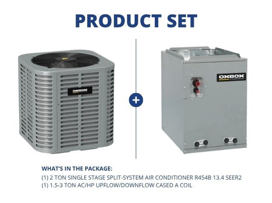 2 Ton 1-Stg SS Air Conditioner 208-230/60/1 R454B 13.4 SEER2 with 1.5-3 Ton AC/HP Up/Down Cased Coil