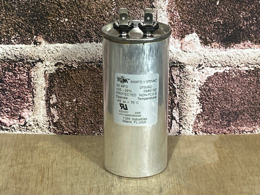 370 Vac, 60MFD 50/60 Hz, Round Capacitor