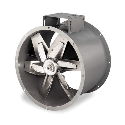 Ventilador axial tubular de 5 aspas accionado por correa de acero de 48" sin motor