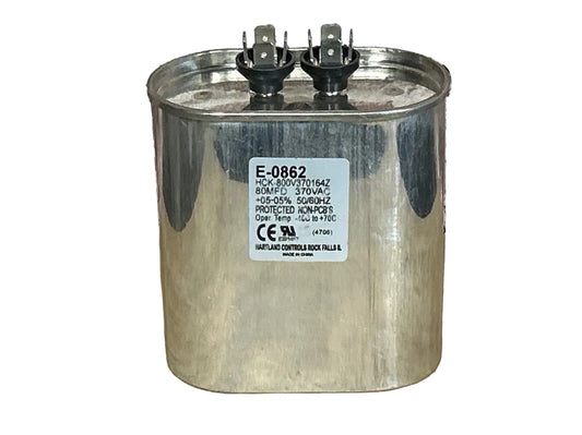370 Vac, 80MFD 50/60 Hz, Oval Capacitor