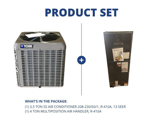 3.5 Ton SS Air Conditioner 208-230/60/1, R-410A, 13 SEER and 4 Ton Multiposition Air Handler, R-410A