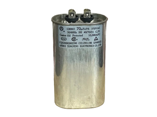 370 Vac, 70MFD 50/60 Hz, Oval Capacitor