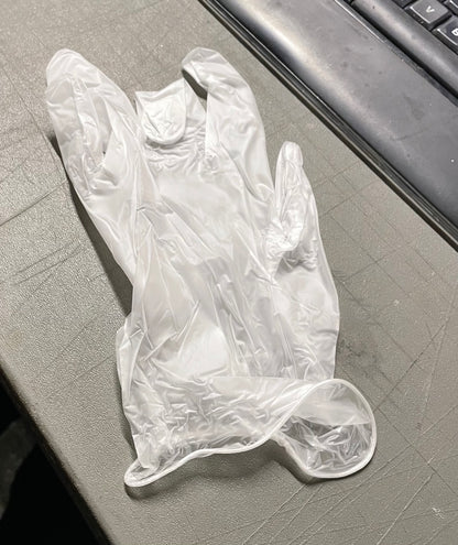 Guantes industriales de vinilo sin polvo, transparentes, tamaño grande, 100 por caja