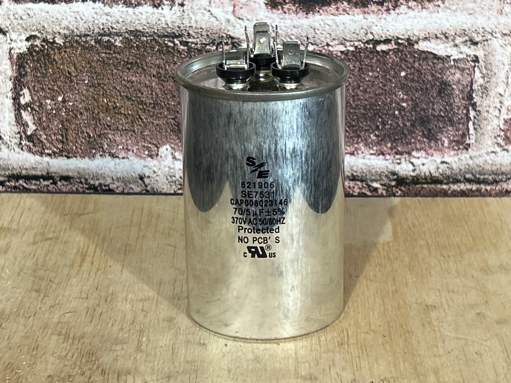370 Vac, 70+5MFD 50/60 Hz, Round Capacitor