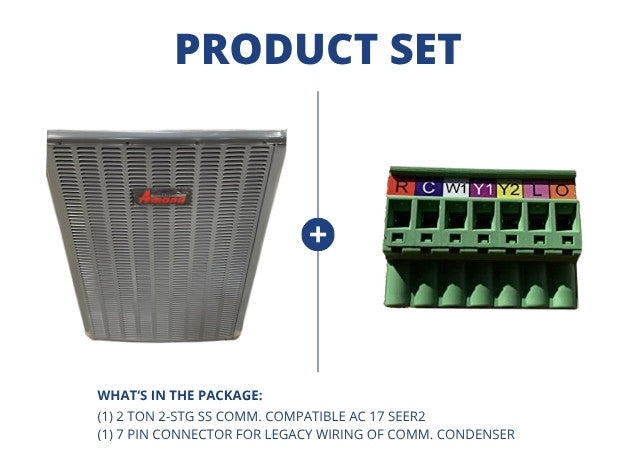 2 Ton 2-Stg SS Comm. Compatible AC 17 SEER2 and 7 Pin Connector for Legacy Wiring of Comm. Condenser