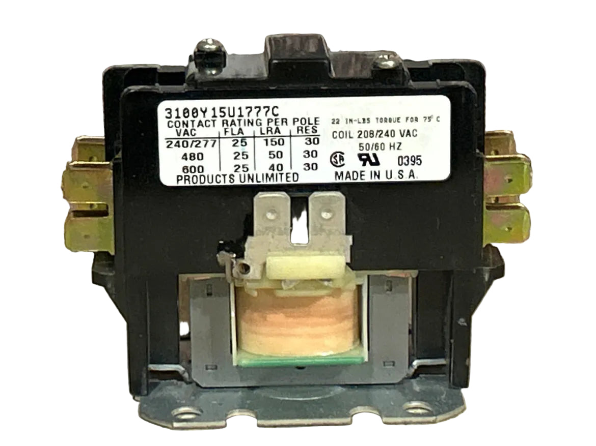 208/240 V, 50/60 Hz, 25 Amps 1 Pole Contactor